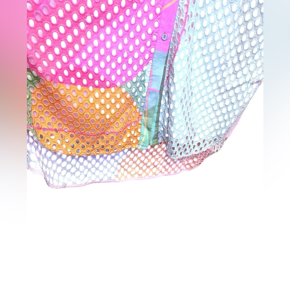 Conditions Apply by Anthropologie 100% Cotton Eyelet Multicolor Shirtdress sz L - Picture 4 of 16